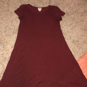 Burgundy t-shirt dress